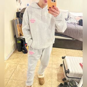 WHITE FOX GREY AND PINK SWEAT SET